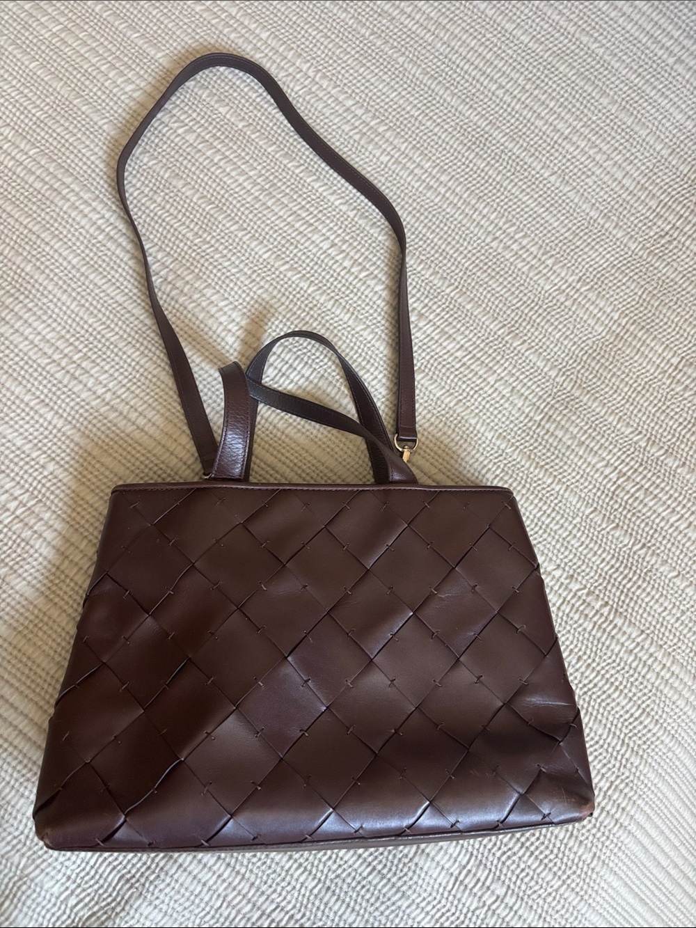 Cole Haan Woven Brown Leather Shoulder Bag